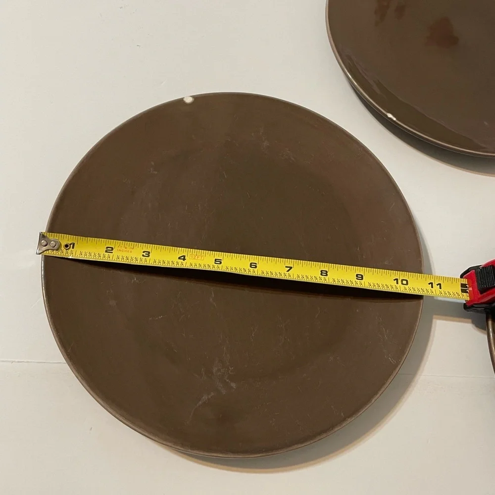 Pottery Barn Set of 3 Dinner round Plate 10 3/4” Brown